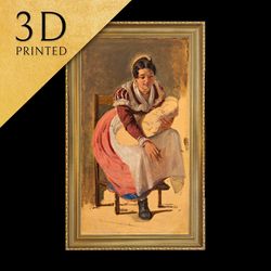 roman woman with a child by wilhelm marstrand, 3d printed with texture and brush