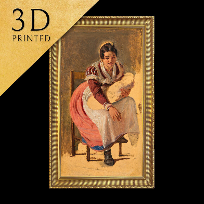 Roman Woman with a Child by Wilhelm Marstrand, 3d Printed with texture and brush strokes looks like original oil-painting, code289.jpg