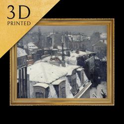 rooftops in the snow by gustave caillebotte, 3d printed with texture and brush s