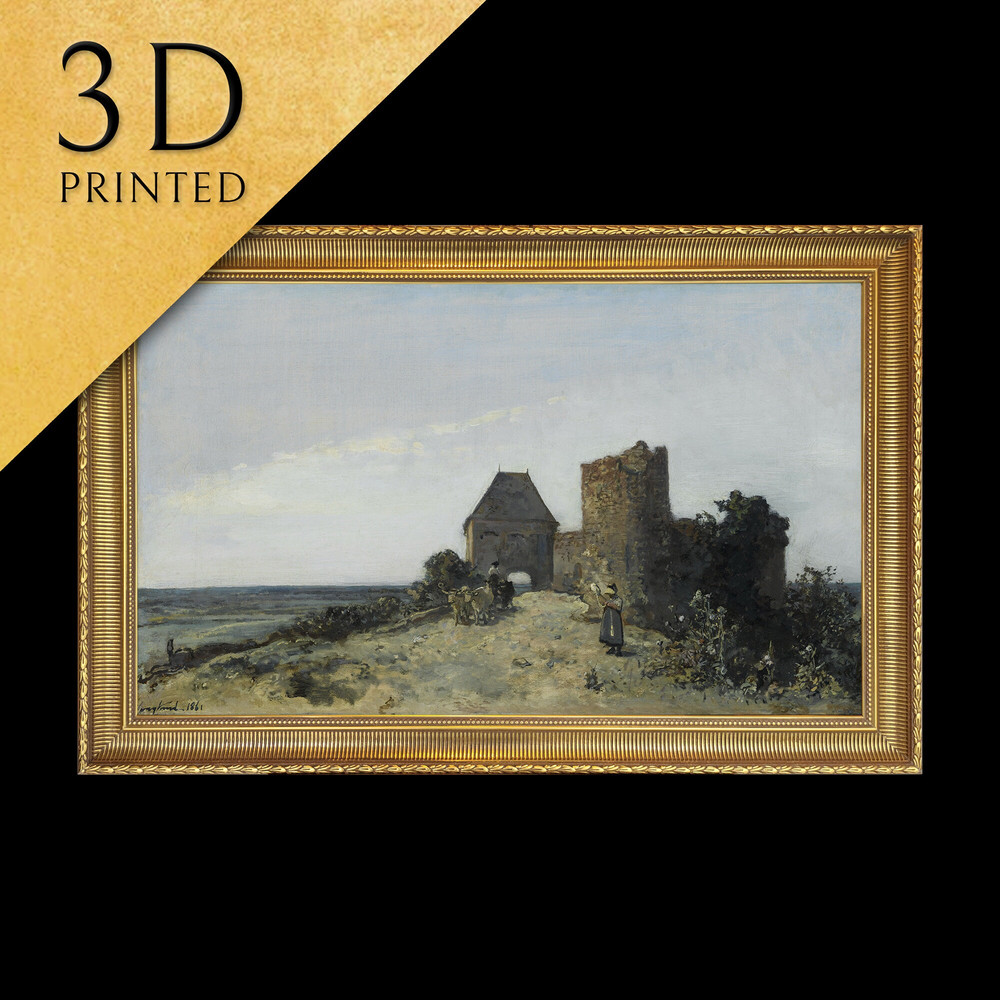 Ruins of the Rosemont castle by Johan Jongkind, Essex, 3d Printed with texture and brush strokes looks like original oil-painting, code415.jpg