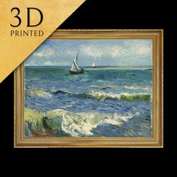 seascape near les saintes maries by vincent van gogh, 3d printed with texture an