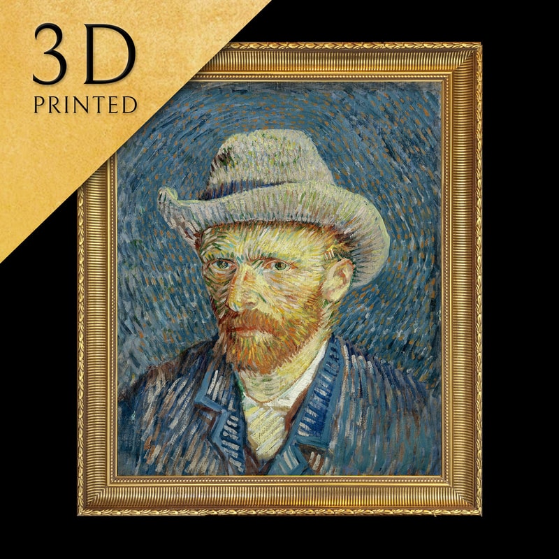 Self Portrait with Grey Felt Hat by Vincent Van Gogh, 3d Printed with texture and brush strokes looks like original oil-painting, code070.jpg