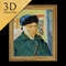 Self-Portrait with Bandaged Ear by  Vincent van Gogh, 3d Printed with texture and brush strokes looks like original oil-painting, code420.jpg