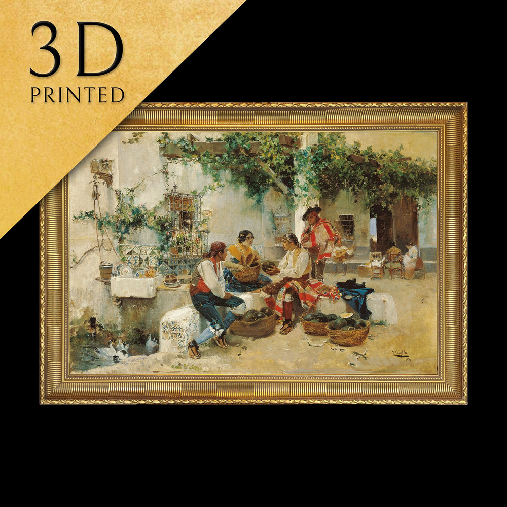 Selling Melons by Joaquin Sorolla, 3d Printed with texture and brush strokes looks like original oil-painting, code091.jpg