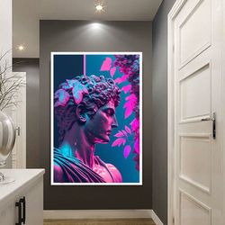 ancient greek statue canvas, ancient roman avatars wall decor, avatar stone face wall art, skull art