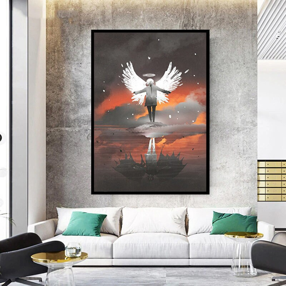 angel canvas wall art, devil canvas wall art, heaven canvas wall decor, hell ready to hang canvas wall decor.jpg