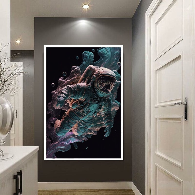 astronaut canvas wall art, flying astronaut canvas print art, astronaut in space ready to hang canvas wall decor, space landscape canvas art.jpg