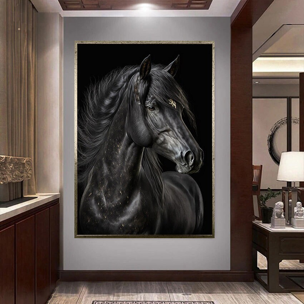 black horse canvas print , prancing horse canvas wall art , race horse canvas print , horse portrait canvas print , ready to hang canvas.jpg
