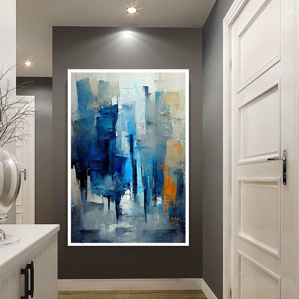 Blue Abstract Art Print Framed Abstract Painting Blue Modern Art Canvas Print Abstract Modern Wall Art Framed Modern Abstract Painting.jpg