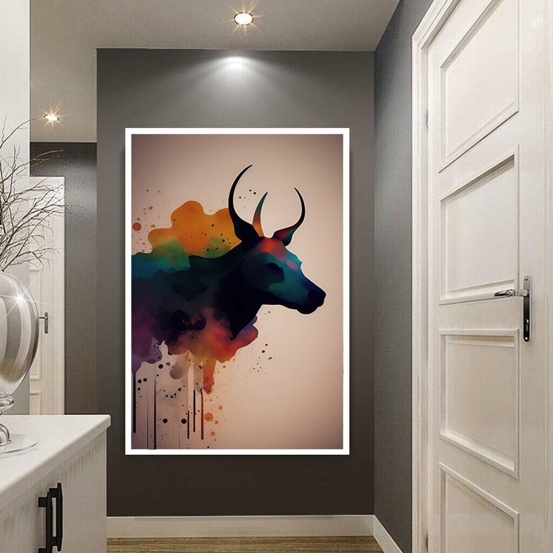 Bull canvas painting,Colorful bull,Bull painting art,Bull wall decor,Highland cow,Bull Abstract Canvas,Animal Painting,Big bull art.jpg