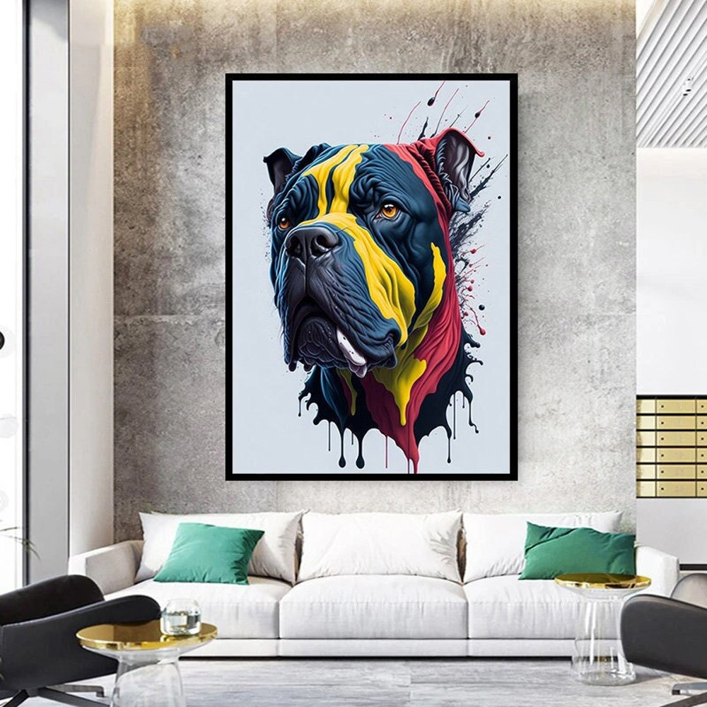 colorful dog canvas wall art, graffiti dog canvas wall decor, bulldog canvas print art, dog portrait canvas wall art.jpg