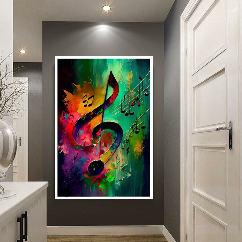 colorful left switch canvas wall art, music canvas print art, colorful notes ready to hang canvas wall decor.jpg
