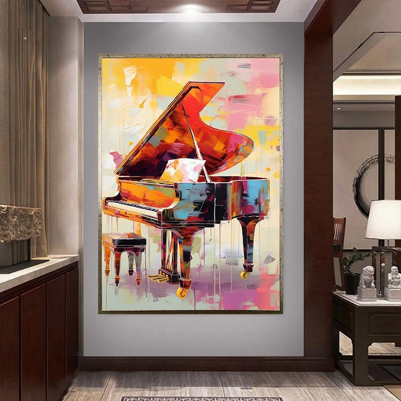 colorful piano canvas wall art, music recital ready to hang canvas wall decor, musical instruments canvas wall art.jpg