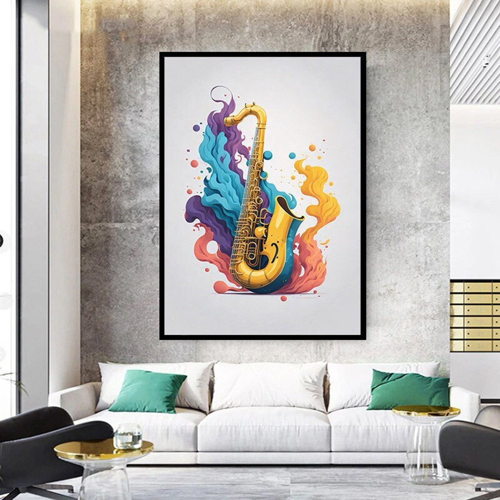 colorful saxophone canvas wall art, graffiti saxophone canvas wall decor, musical instrument canvas print art, wind instrument canvas art.jpg