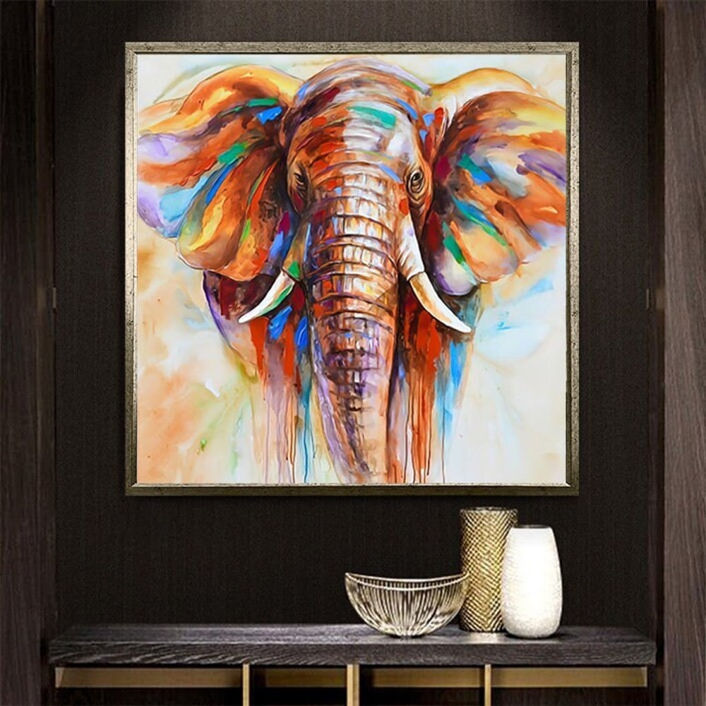 elephant canvas print, cute elephant, colorful elephant decor, animal world, ready to hang canvas.jpg