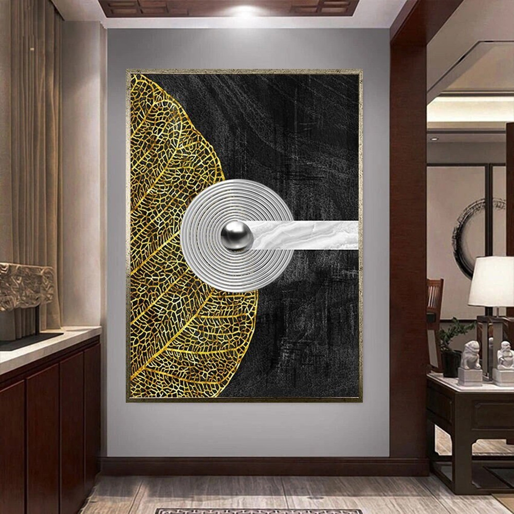 gold lines canvas wall art, abstract canvas wall art, modern wall decor, silver ball canvas print art, geometric shapes canvas wall art.jpg