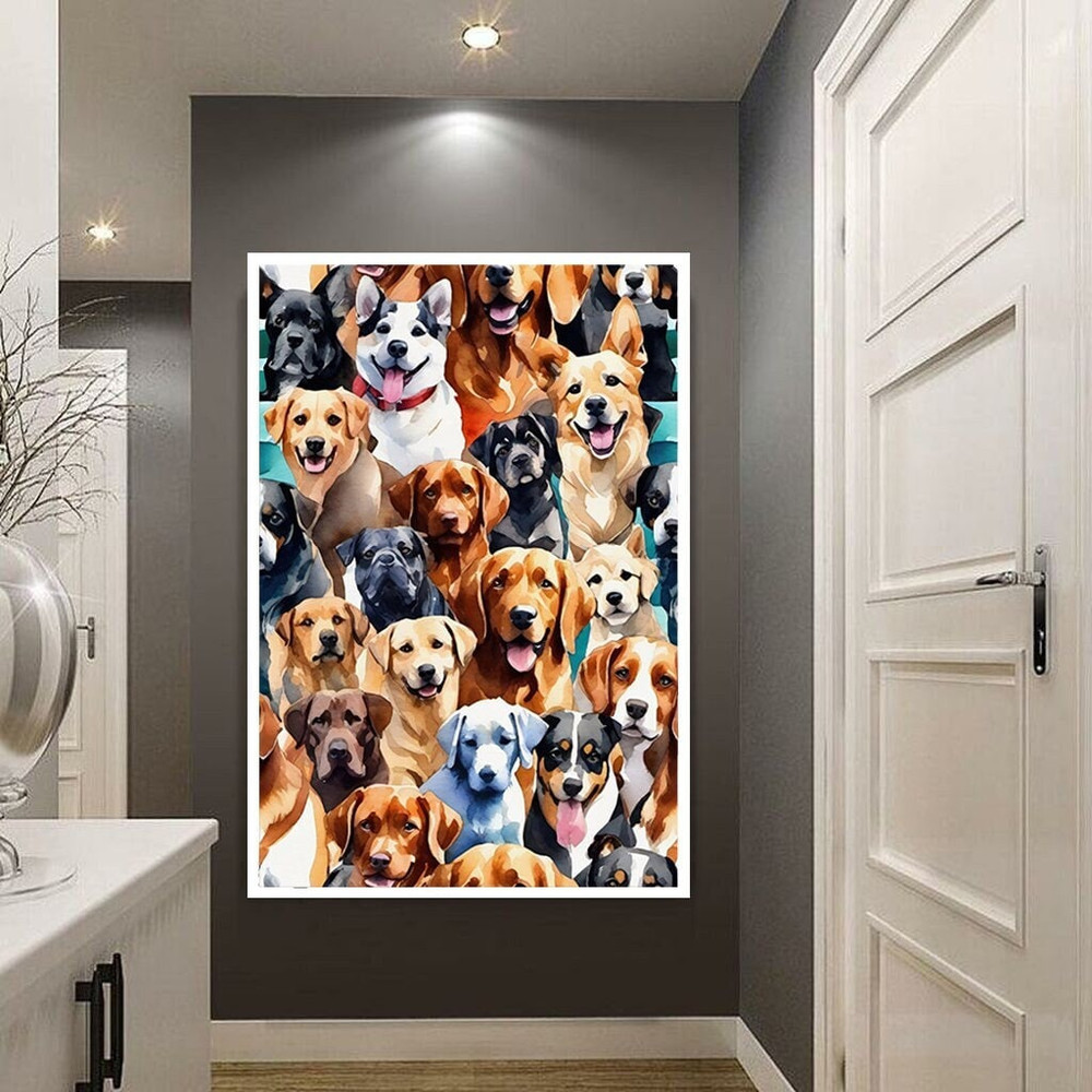 golden dog canvas wall art, siberian husky canvas wall art, dogs canvas print art, dog love ready to hang canvas wall art.jpg