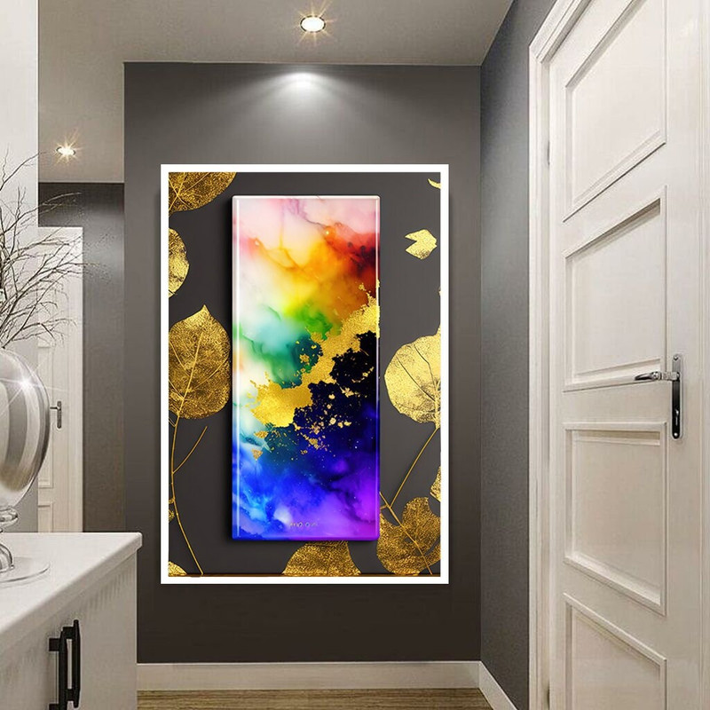 golden leaves canvas wall art, colorful crystal canvas print art, colorful abstract canvas wall decor, golden abstract canvas wall art.jpg