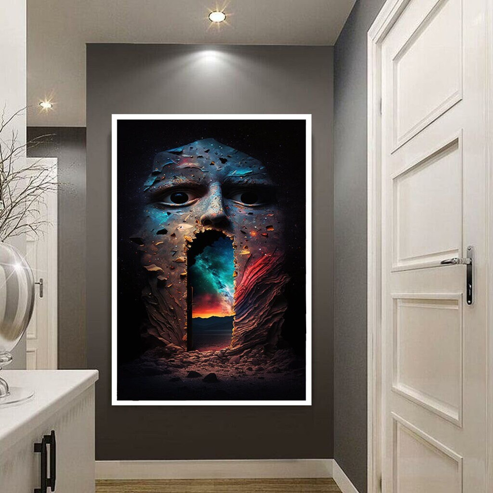 human face rock canvas wall art, gateway to space canvas wall art, gateway to the galaxy ready to hang canvas wall art.jpg