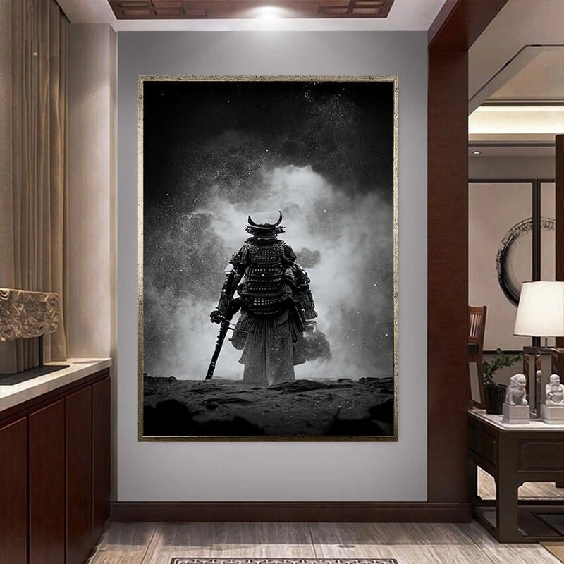 lone knight canvas wall art, black knight canvas wall decor, man with sword ready to hang canvas print art, warrior canvas wall art.jpg
