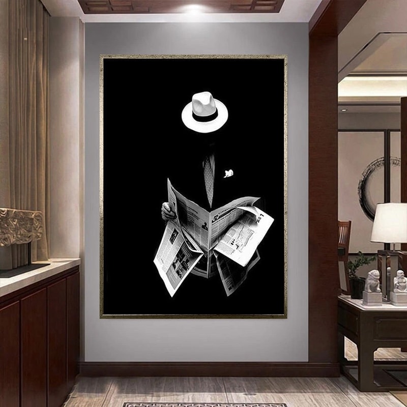 man in white hat canvas wall art, man in suit canvas print art, man reading newspaper ready to hang canvas print wall art.jpg