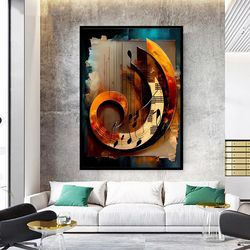 music canvas print, musical notes wall decoration, colorful musical notes, abstract musical notes de