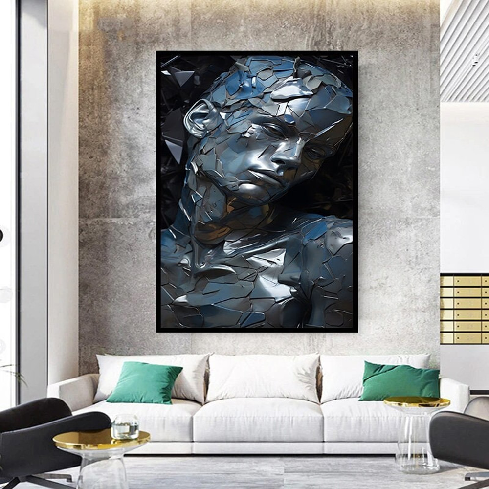 robot woman canvas print, tin woman, room display decor, robot art, ready-to-hang canvas.jpg