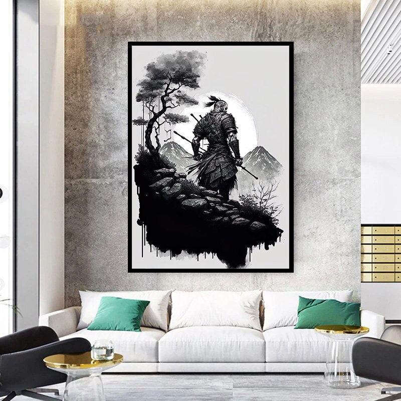 samurai canvas wall decor, lonely samurai canvas print art, abstract samurai canvas wall decor, wounded samurai canvas print art.jpg