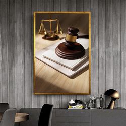 scales canvas print, gavel decor, different decor, lawyer art, ready to hang decor