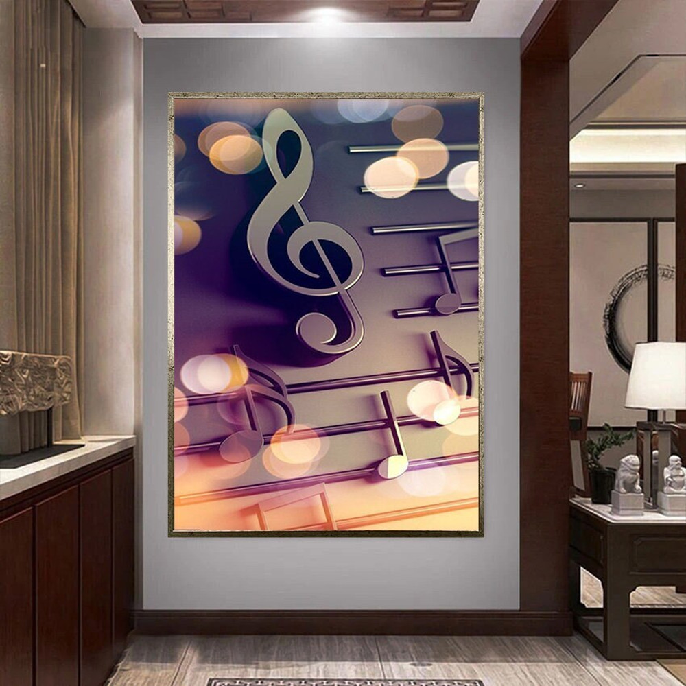 sheet music canvas wall art, left key ready to hang canvas wall art, music canvas wall decor, glowing sheet music canvas print art.jpg