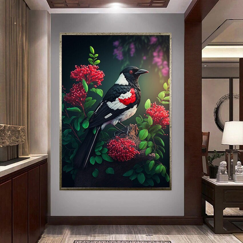 Simurgh Bird Canvas Wall Art, Phoenix Bird Abstract Canvas, Colorful Birds Animal Canvas Art, Bird of many Birds Canvas Wall Art, Ready Hang.jpg