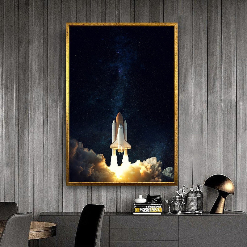 Space Shuttle heading into space, Elements of this image provided by NASA, space canvas print, nasa wall decor,.jpg
