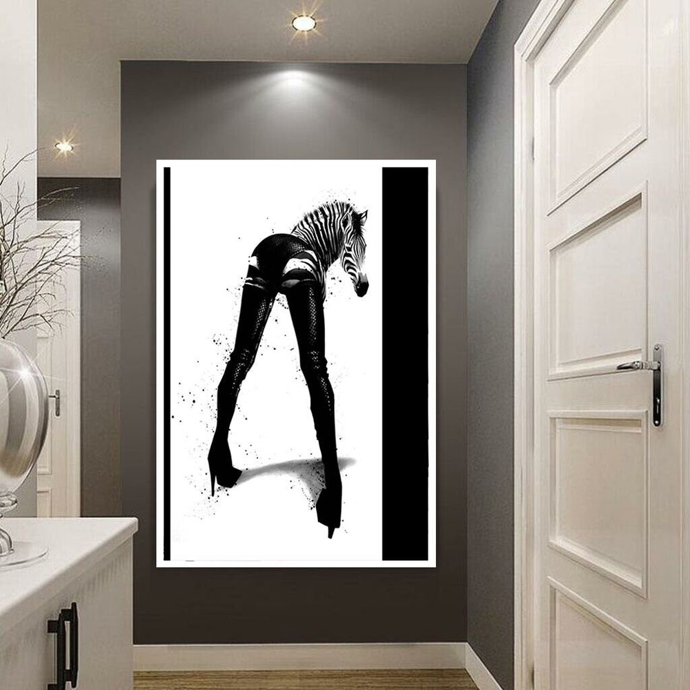 surreal canvas print, giraffe canvas art, half woman half giraffe decor, different surreal decors, asmatya ready canvas.jpg