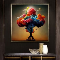 tree canvas print, colorful room decor, tree canvas, different decor, colorful tree, ready to hang c