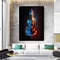 violin canvas print, music decor, fire and water art, blue red, decor, ready to hang canvas.jpg