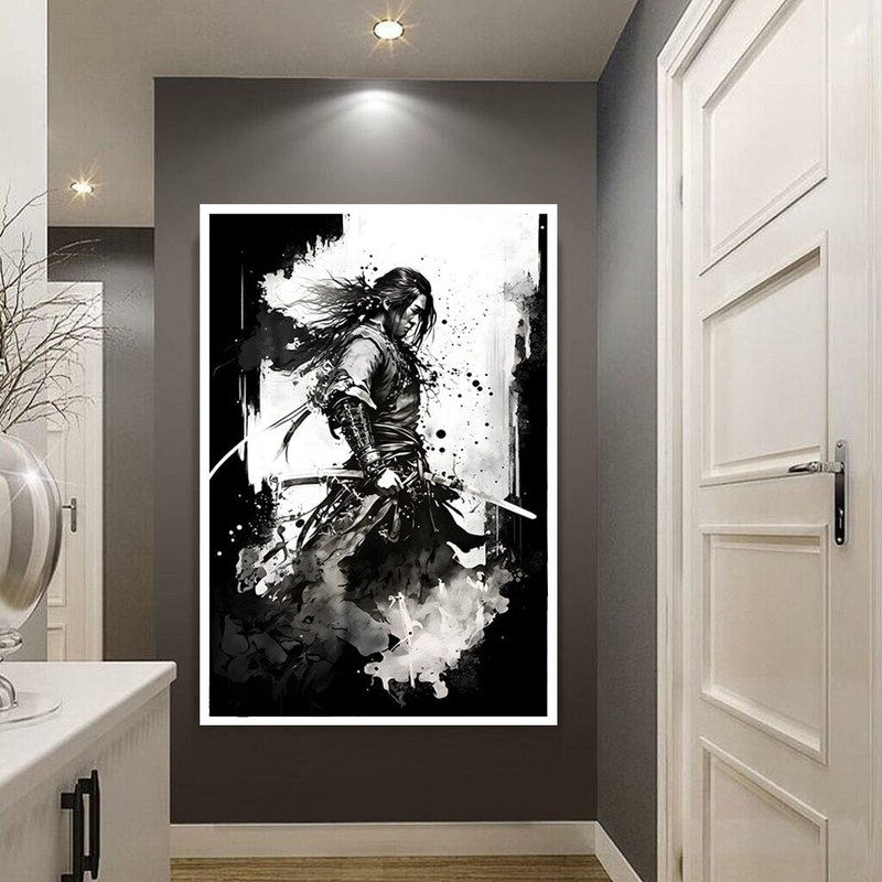 War canvas print, arrow shooting man wall decor, black and white decor, warrior man decoration.jpg