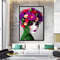 woman with flower heads canvas print art, colorful flowers canvas wall decor, purple daisies canvas print art, abstract woman canvas art.jpg