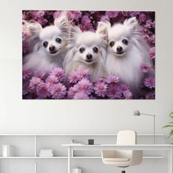3 cute dogs canvas print, groomer gift, vet gift, veterinary office decor, framed and ready to hang.