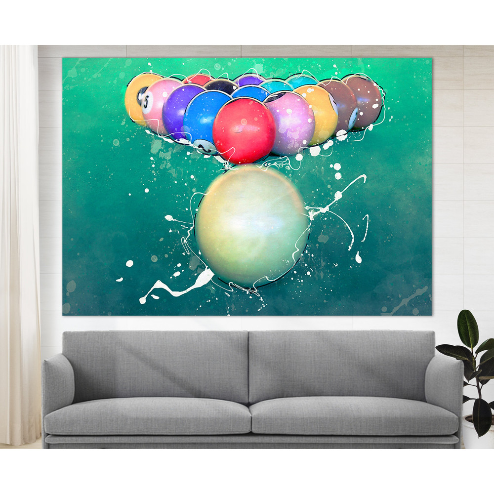 Abstract Billiards Wall Decor, Billiards Watercolor Canvas Print.jpg
