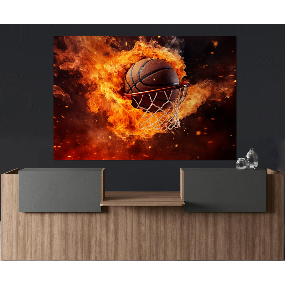 Abstract Basketball Painting Canvas Print, Basketball Wall Art, Basketball Fan Gift, Framed and Ready to Hang.jpg
