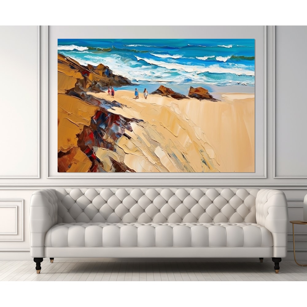 Abstract Beach Painting Canvas Print, Beach Wall Art, Sea Painting, Framed and Ready to Hang.jpg
