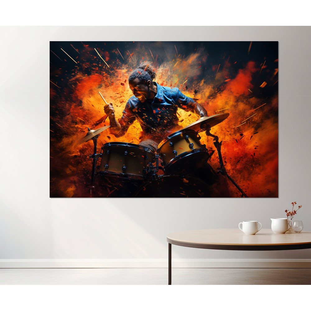 Abstract Drummer Canvas Print, Drums Wall Art, Musician Gift, Drummer Gift, Framed and Ready to Hang.jpg
