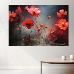 abstract flowers blossom painting canvas print, floral wall decor, flowers wall art, framed and read