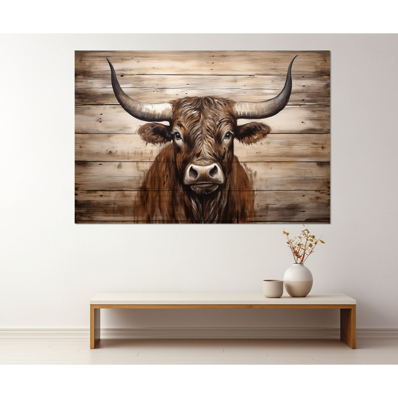 Abstract Highland Cow Painting Canvas Print, Abstract Modern Wall Art, Framed and Ready to Hang.jpg