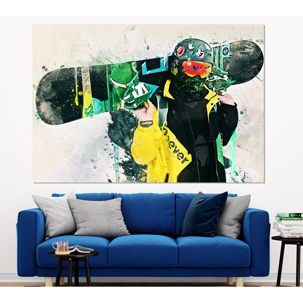Abstract Snowboarding Canvas Print, Snowboarder Gift, Snowboarding Wall Art.jpg
