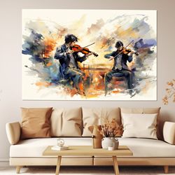 abstract violinist girl canvas print, violin wall art, musician gift, violinist gift, framed and rea