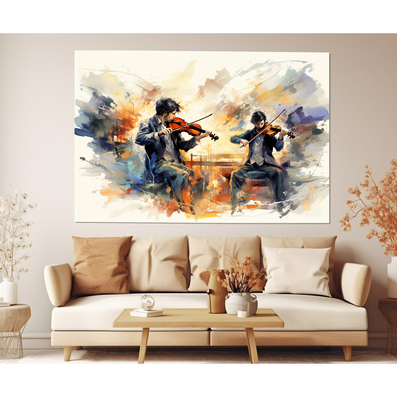 Abstract Violinists Painting Canvas Print, Classical Music Wall Art, Violinist Gift, Framed and Ready to Hang.jpg