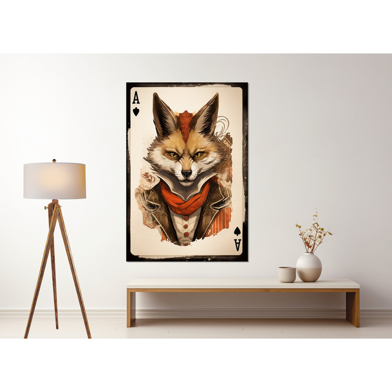 Ace of Spades with Fox Canvas Print, Poker Wall Art, Card Player Gift, Framed and Ready to Hang.jpg