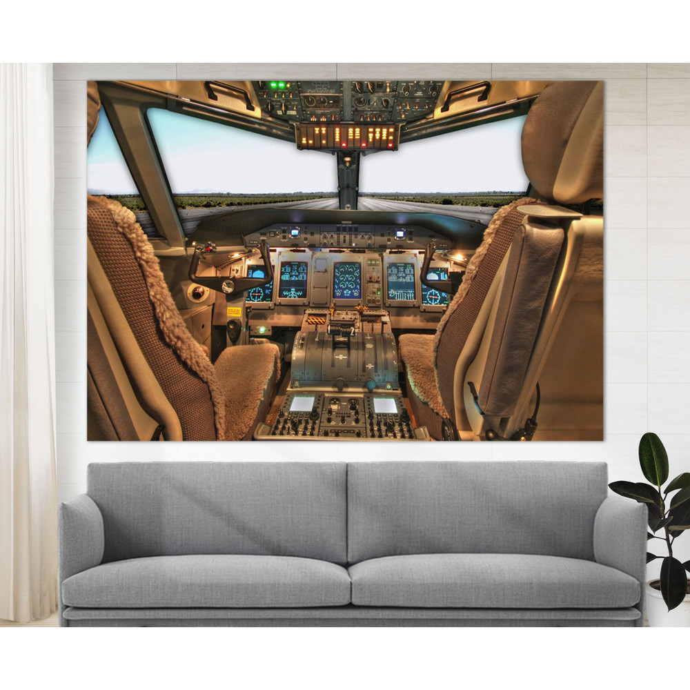 Airplane Cockpit Canvas Print, Aircraft Cockpit Photo, Aircraft Print, Pilot Gift, Aviation Wall Art.jpg