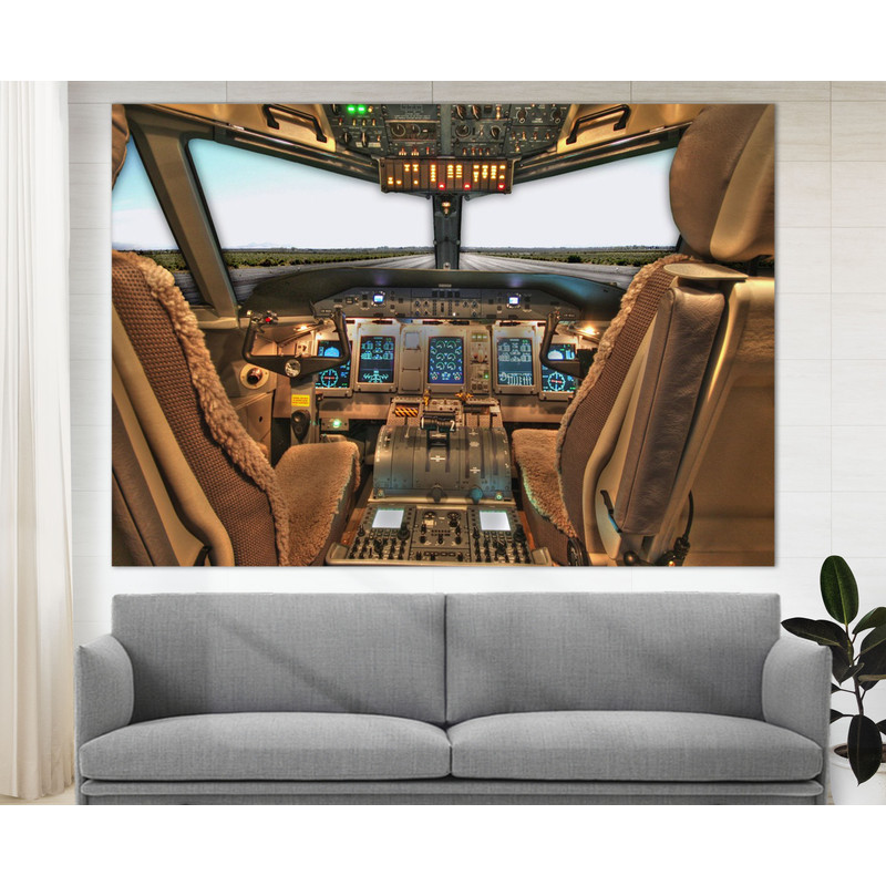 Airplane Cockpit Canvas Print, Aircraft Cockpit Photo, Aircraft Print, Pilot Gift, Aviation Wall Art.jpg